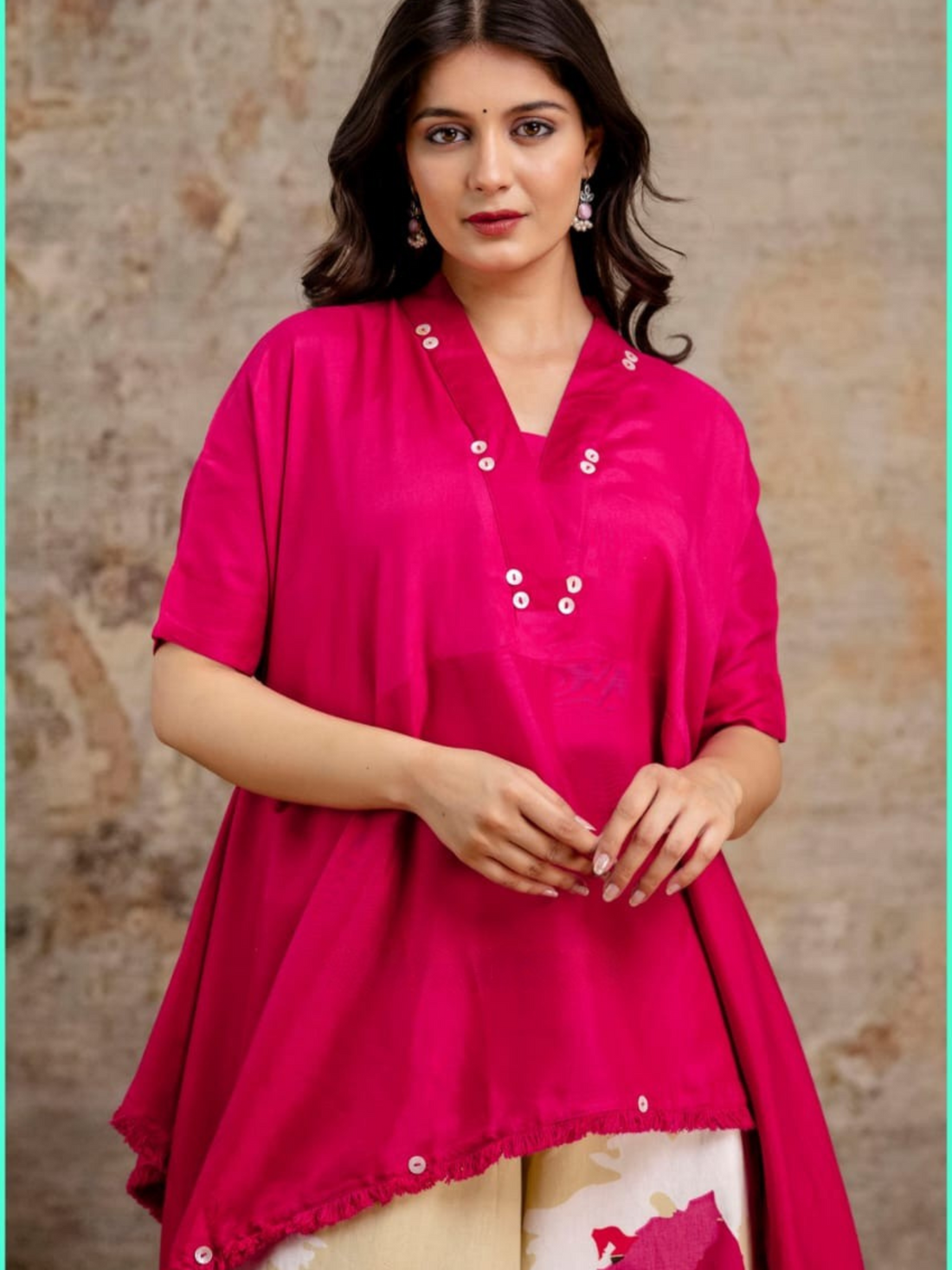 Premium Rose Hot Pink Kaftan Style Co-ord Set