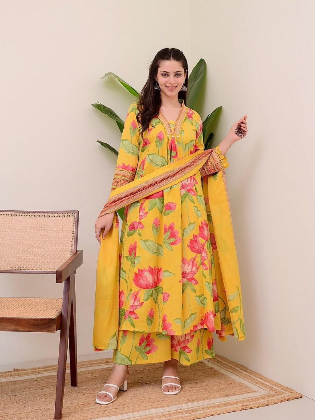Premium Cotton Aline Floral Prints Suits