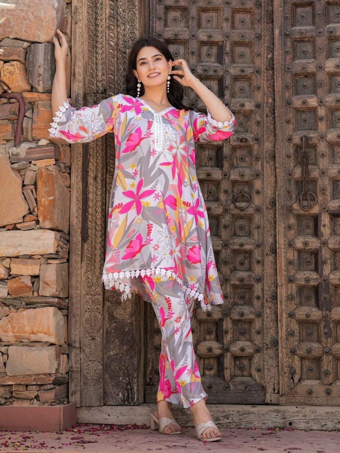Floral Printed Cord Set