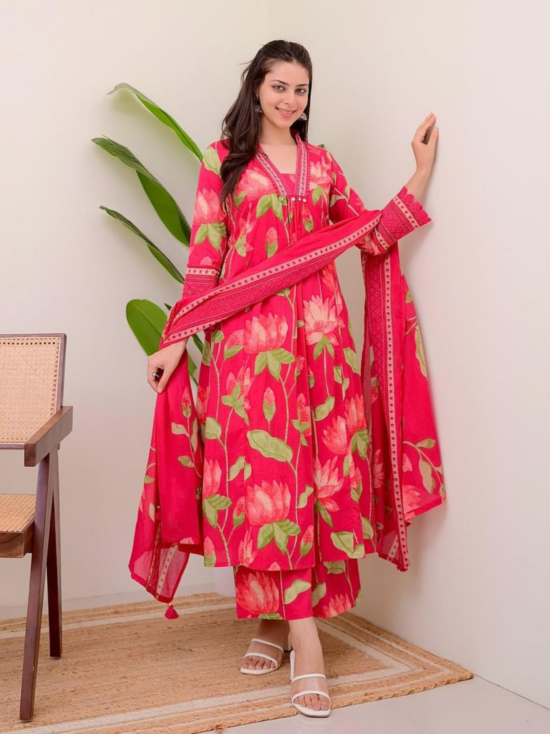 Premium Cotton Aline Floral Prints Suits