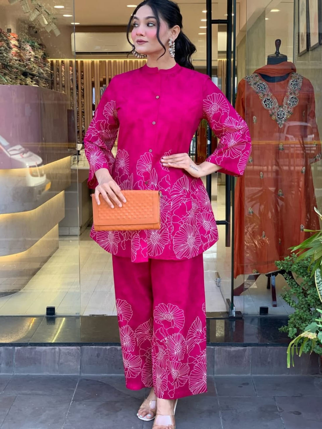 Cotton Pink Printed Co-ord Set
