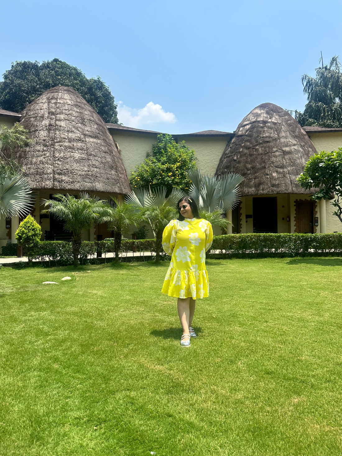 Floral Magic Yellow Cotton Linen Dress