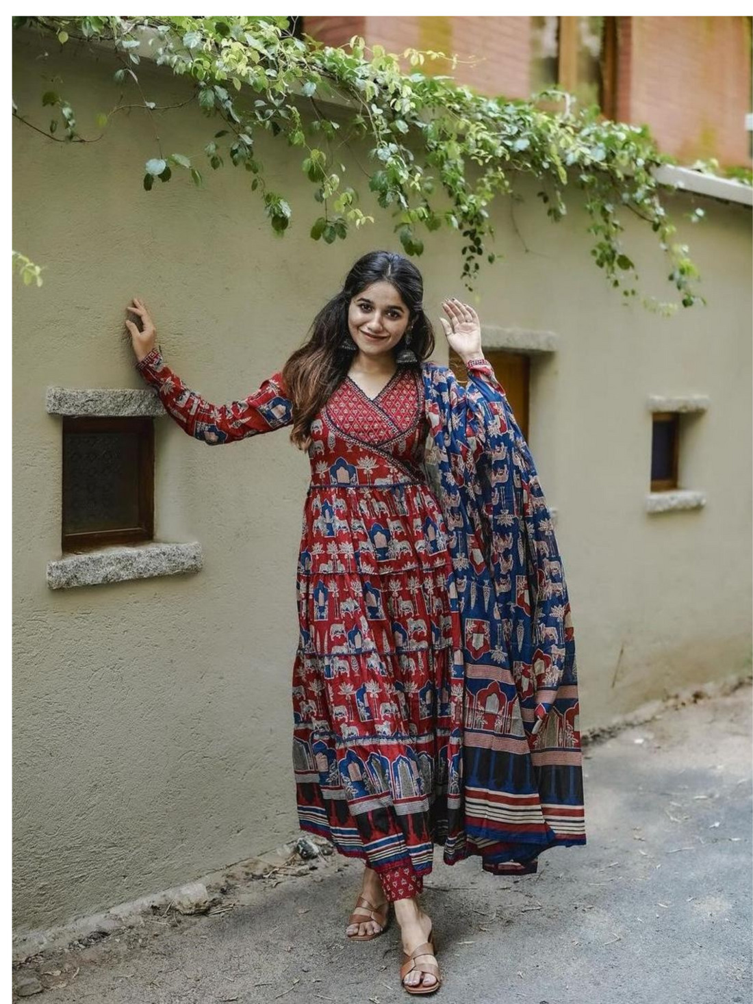 Printed Cotton Embroidery  Kurta set With Dupatta