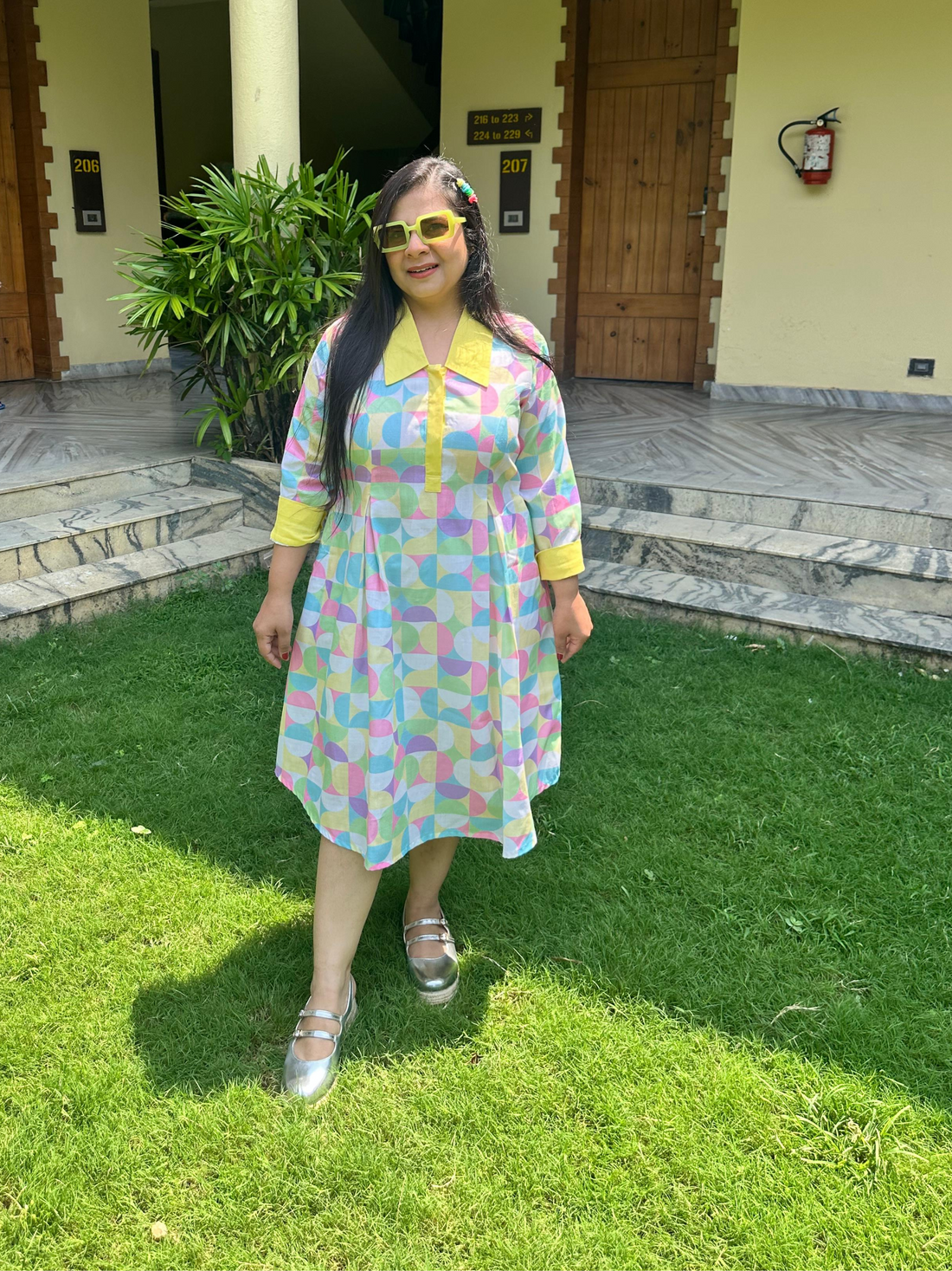 Magestic Abstract  Pastel Cotton Linen Dress