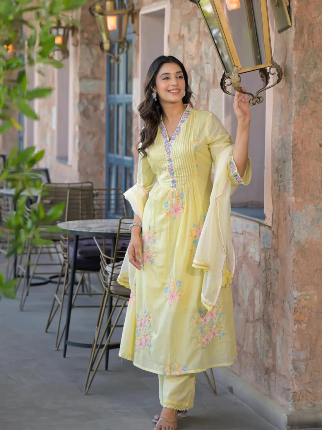 Premium Mulmul Cotton Suits-Yellow
