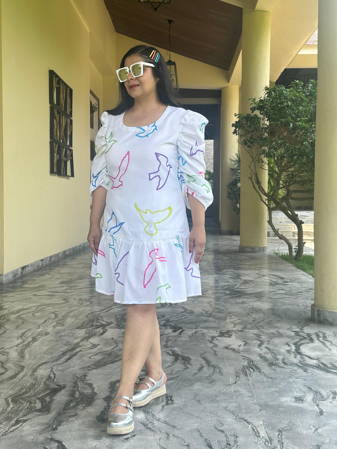 Flying dreams White Cotton Linen Dress