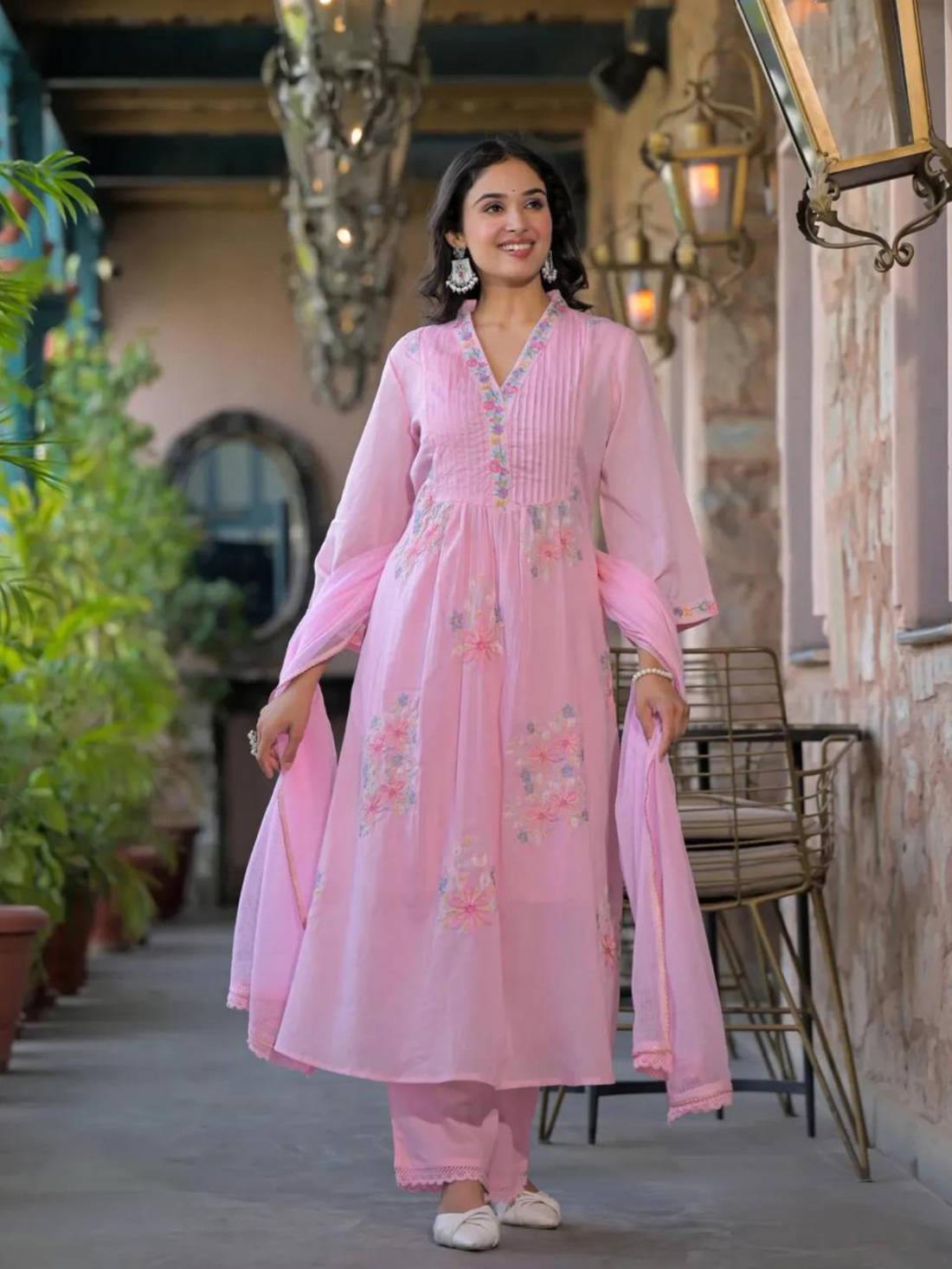 Premium Mulmul Cotton Suits-Pink