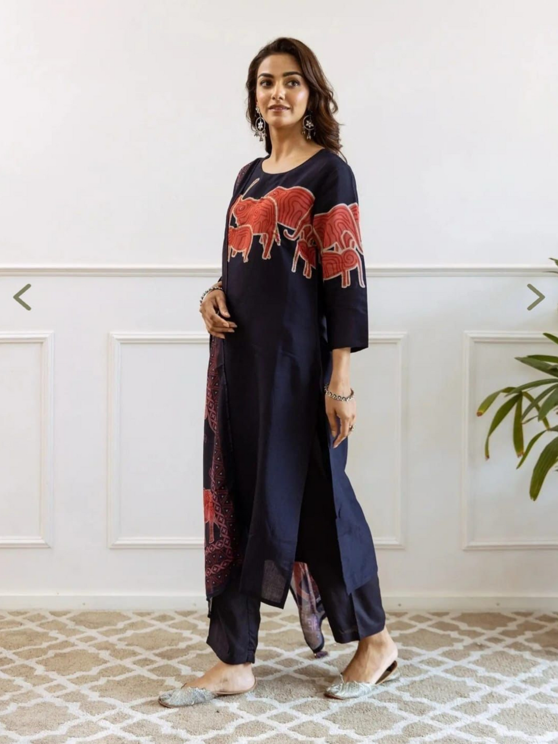 Cotton Heavy suit Set With Handwork Weaving & Print-Blue