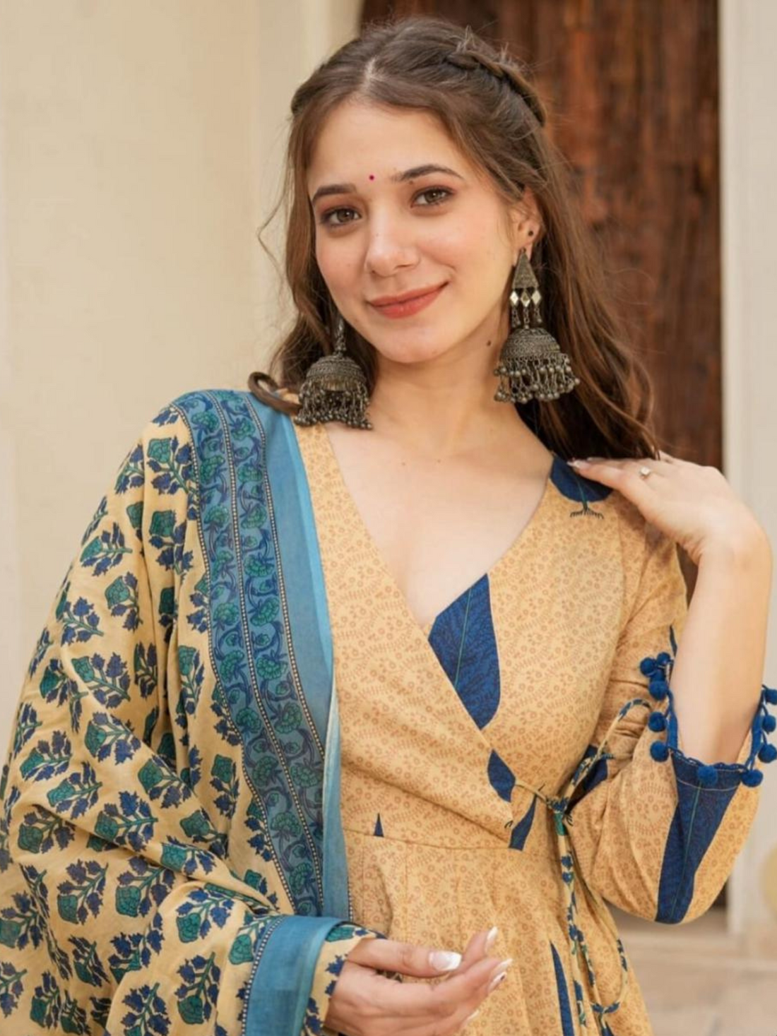 Hand Block Printed Sanganeri Cotton Kurta Set -Blue