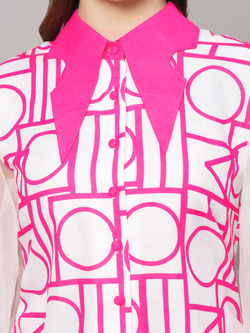 BUDAPEST WHITE & PINK ABSTRACT PRINT 2 PIECE CO-ORD SET