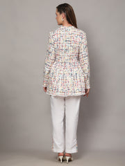 Linen Co-ords Set in White Abstract Print