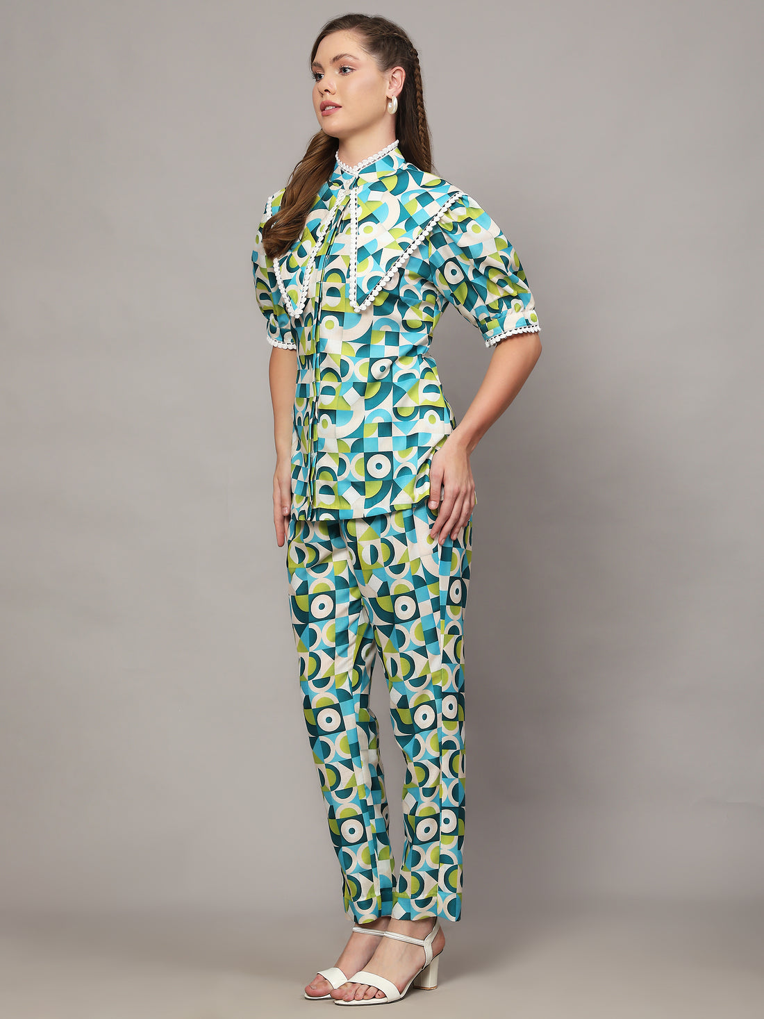 Linen Co-ord Set - Genie Greenie Abstract Print