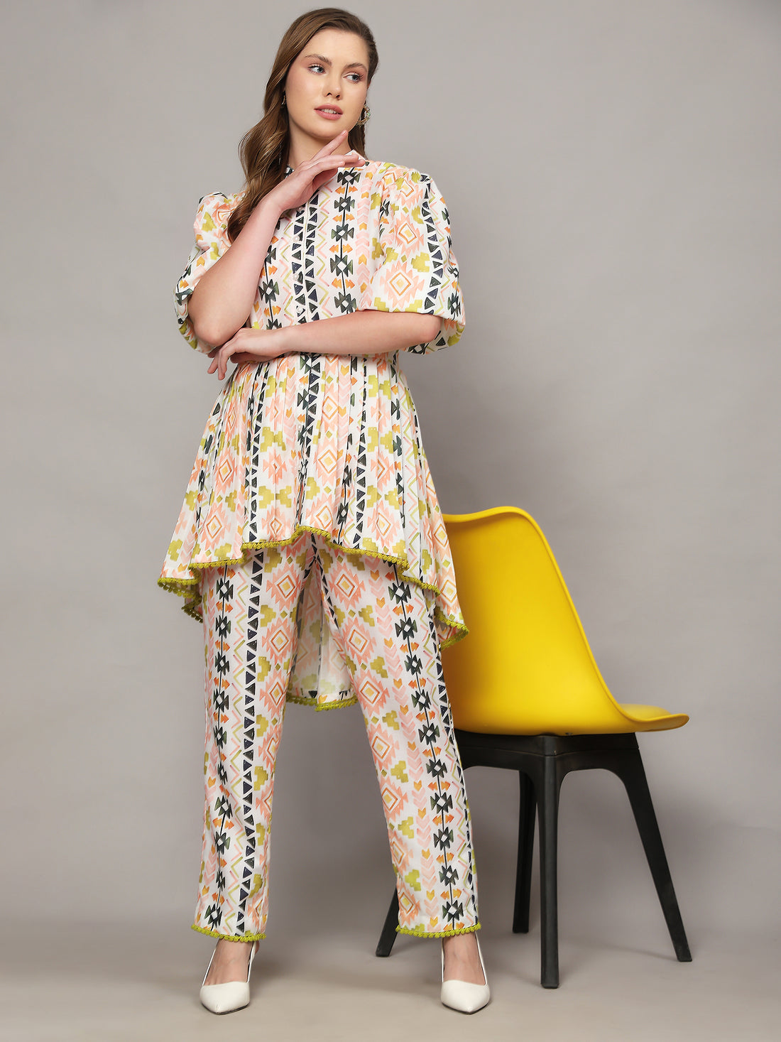 Linen Co-ord Set in Istanbul Peach Floral Print