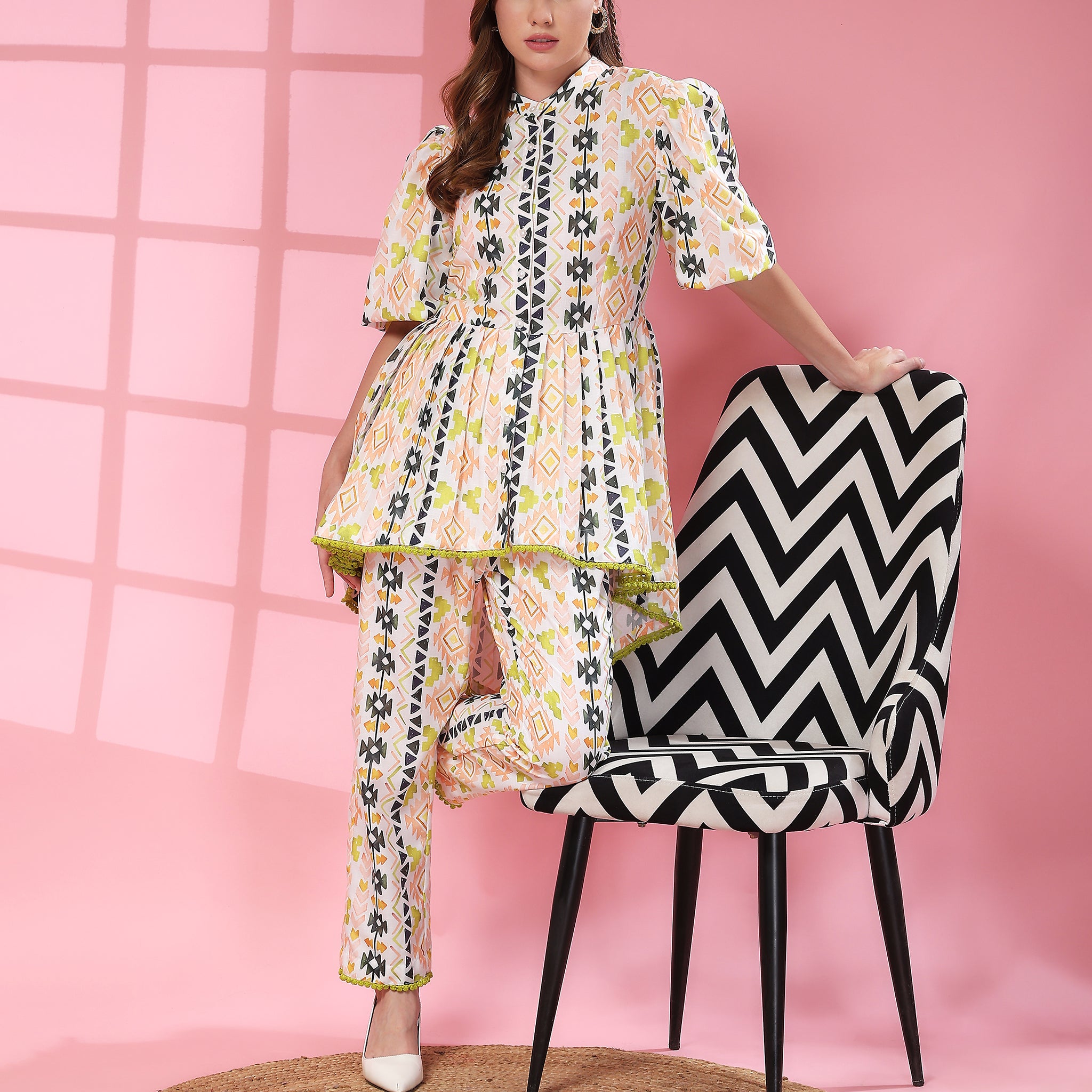 Linen Co-ord Set in Istanbul Peach Floral Print