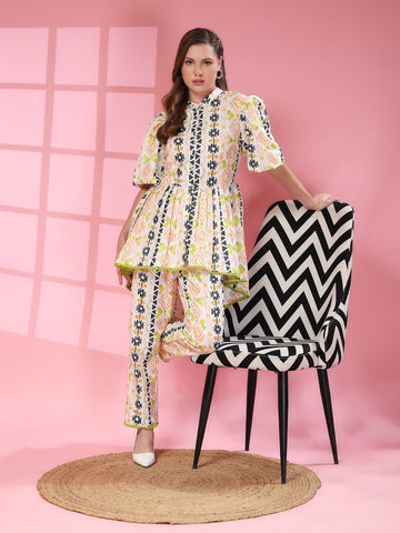 Linen Co-ord Set in Istanbul Peach Floral Print