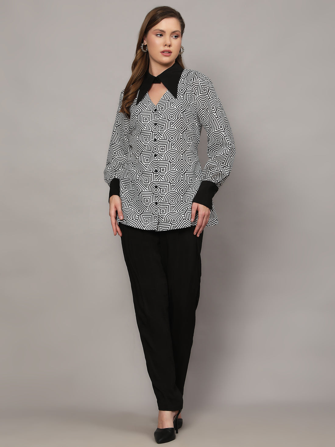 Linen Co-ord Set - Amsterdam White & Black Abstract Print