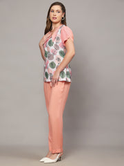 Linen Co-Ord Set- Martini White Floral Print