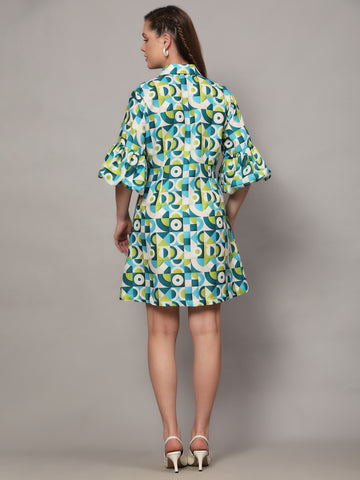 SWEENIE GREENIE ABSTRACT PRINT SHIRT DRESS