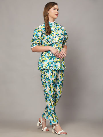 GENIE GREENIE  ABSTRACT PRINT 2 PIECE CO-ORD SET