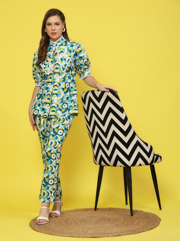 GENIE GREENIE  ABSTRACT PRINT 2 PIECE CO-ORD SET