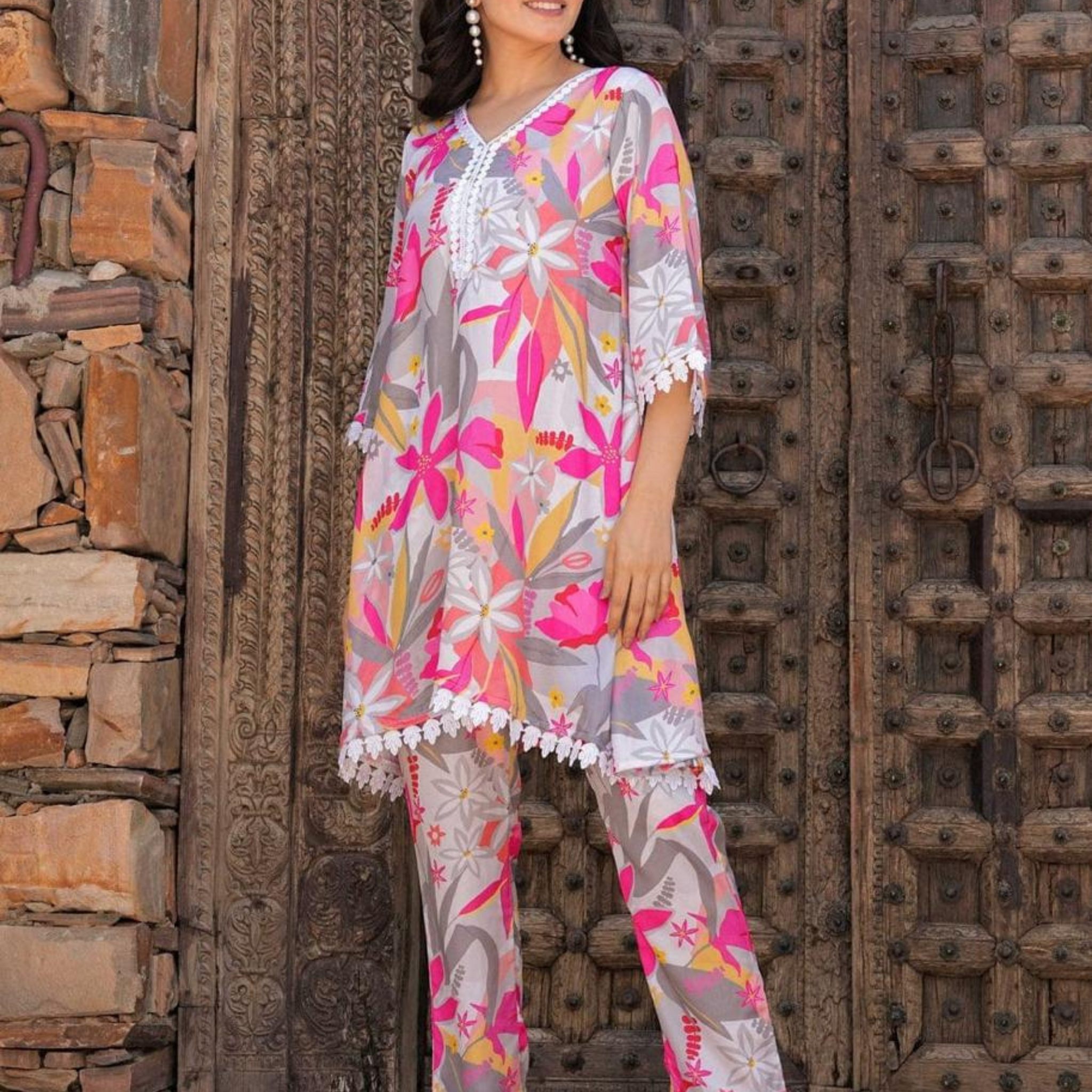 Floral Printed Cord Set