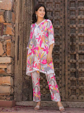 Floral Printed Cord Set