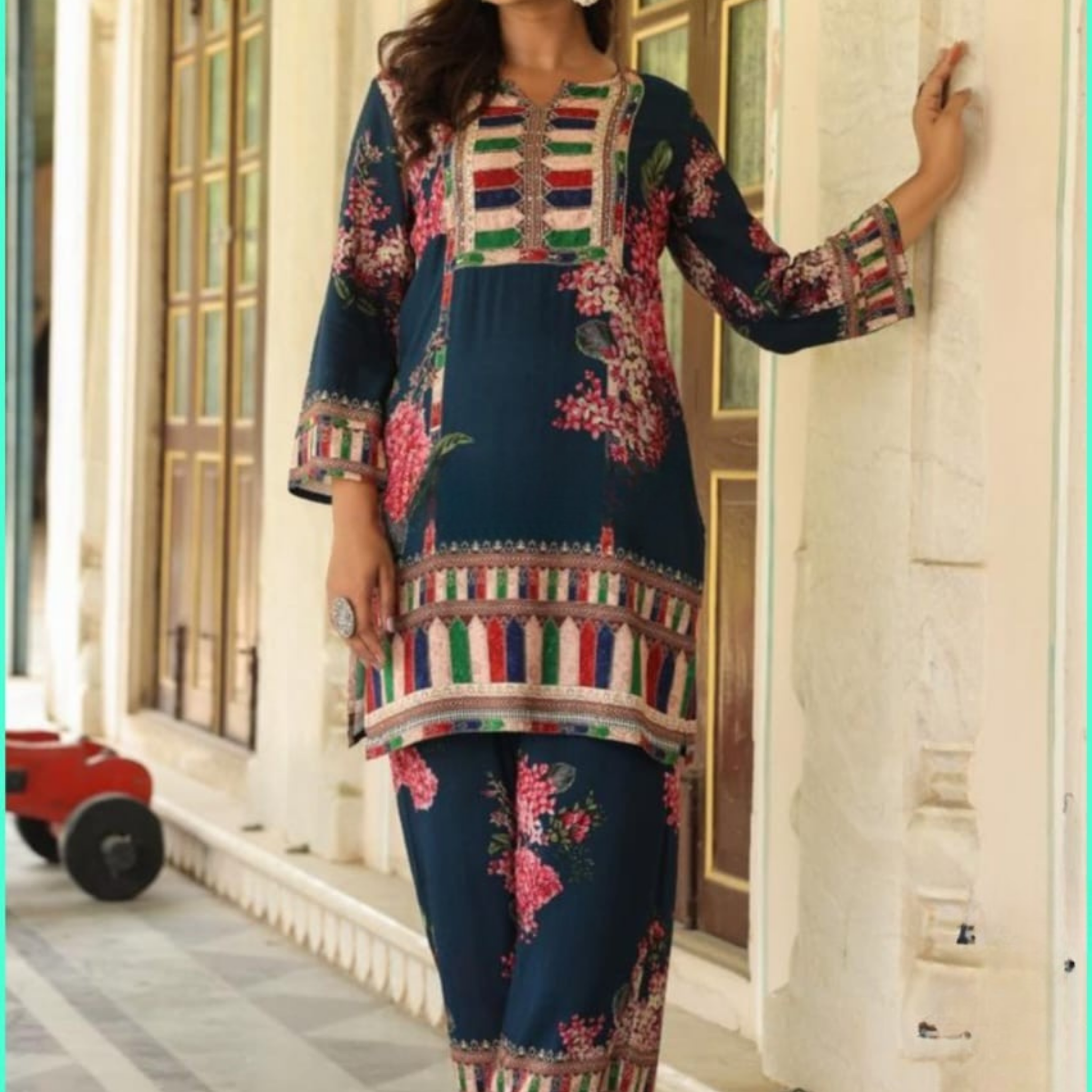 Premium Blue Co-Ord Set With Digital Print