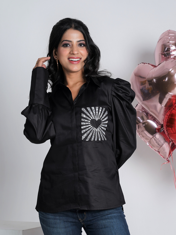 Love is in the Air Black  Pure Cotton Shirt