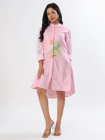 Pink Cockatoo Cotton Linen Dress