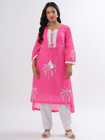 Pink Coconut Affaire Cotton Kurta Set