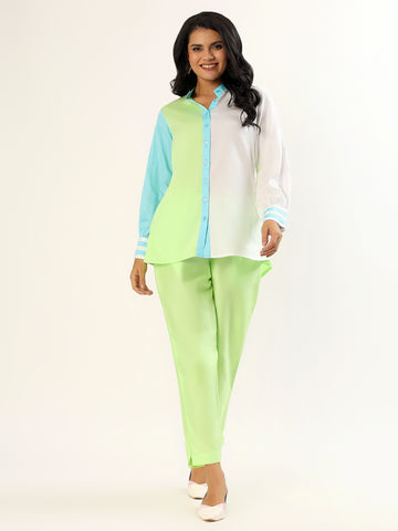 Whimsical Wonderland Pastel Green Color Block Cotton Coord Set
