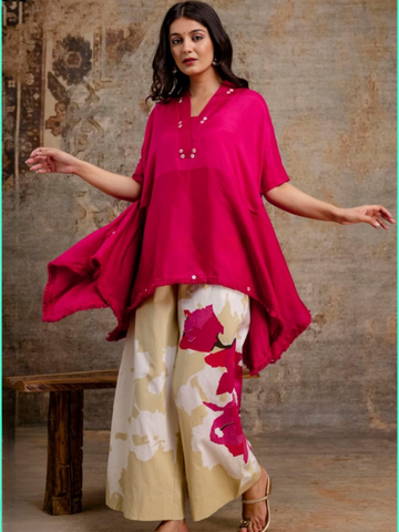 Premium Rose Hot Pink Kaftan Style Co-ord Set