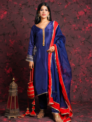 Suruchi Blue Silk Hand Embroidered Suit Set