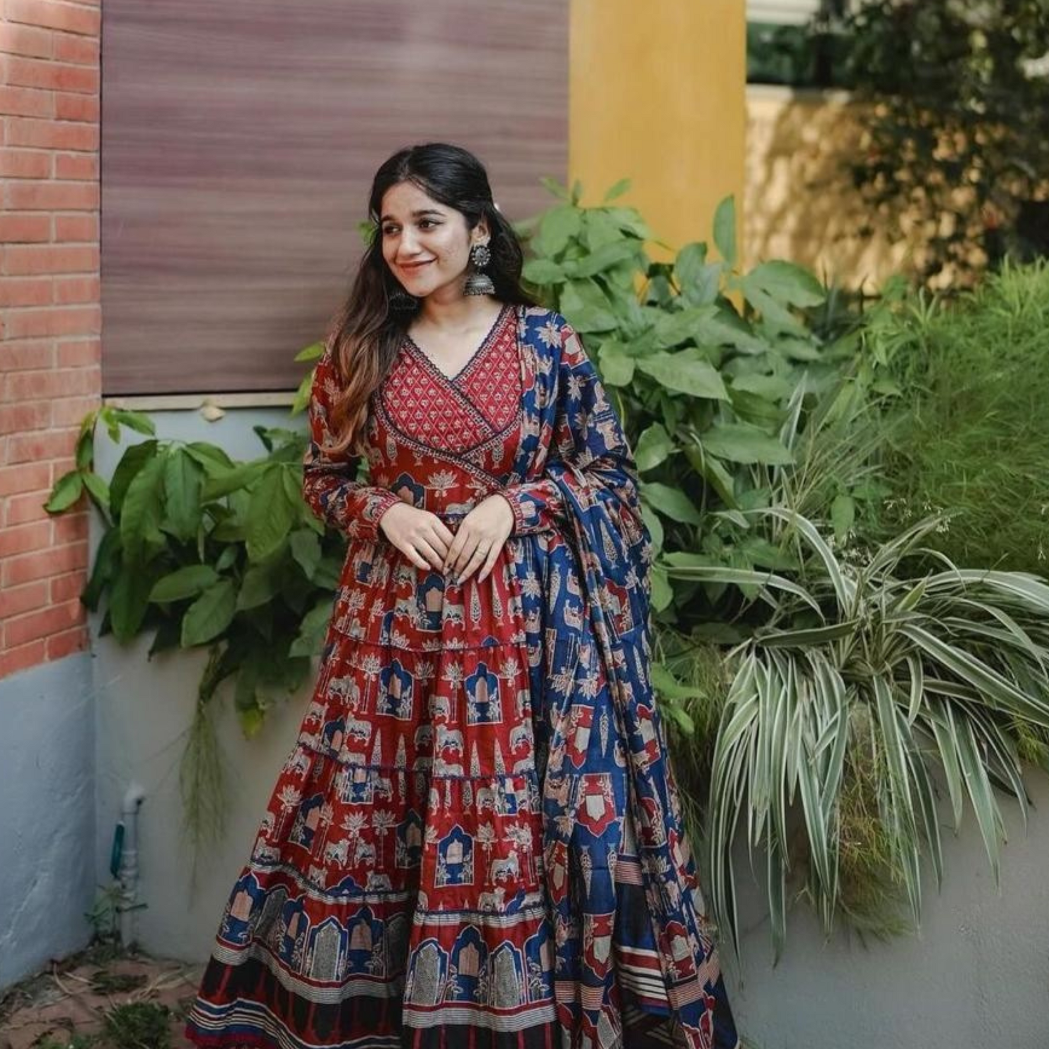 Printed Cotton Embroidery  Kurta set With Dupatta