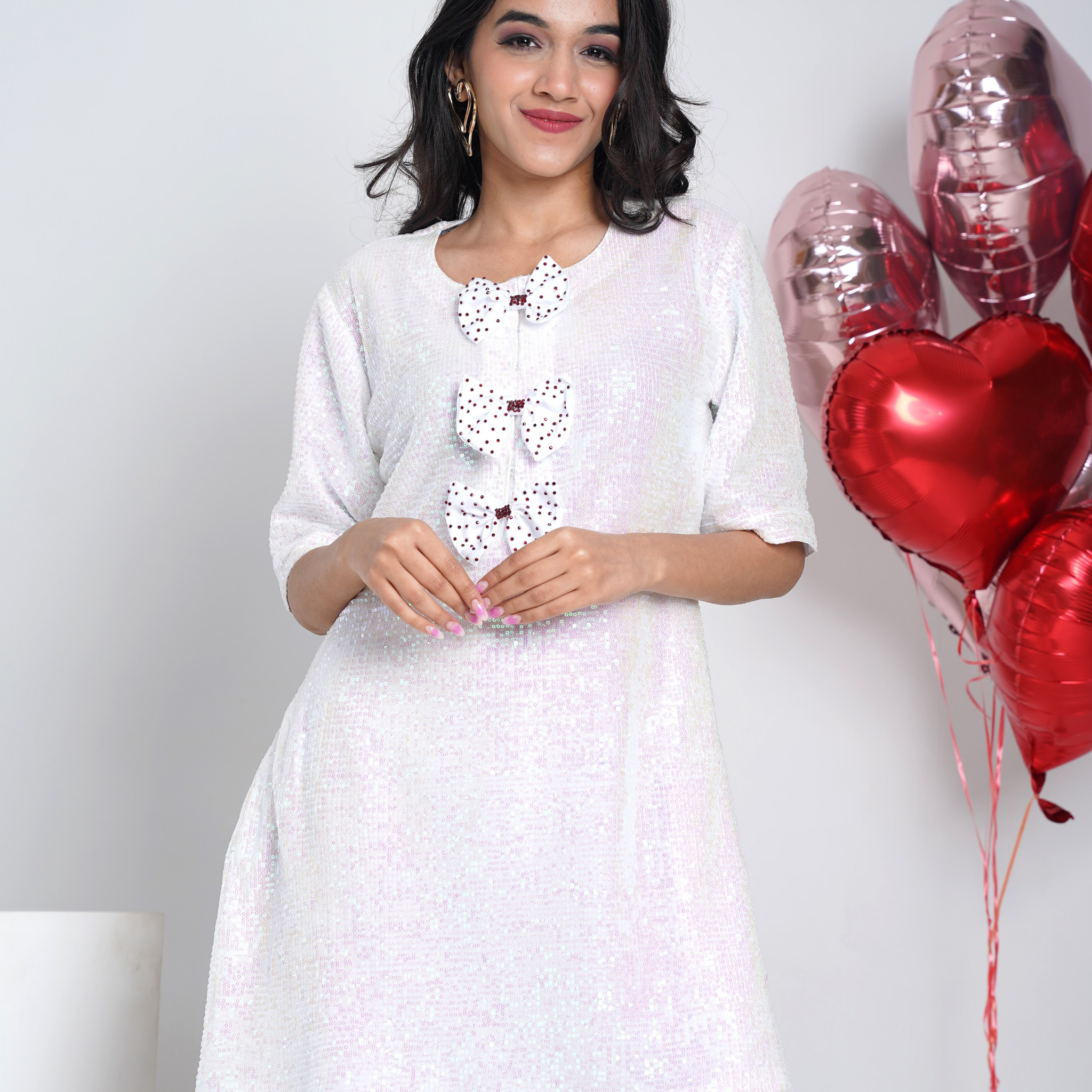 Bowlicious White Sequence Dress