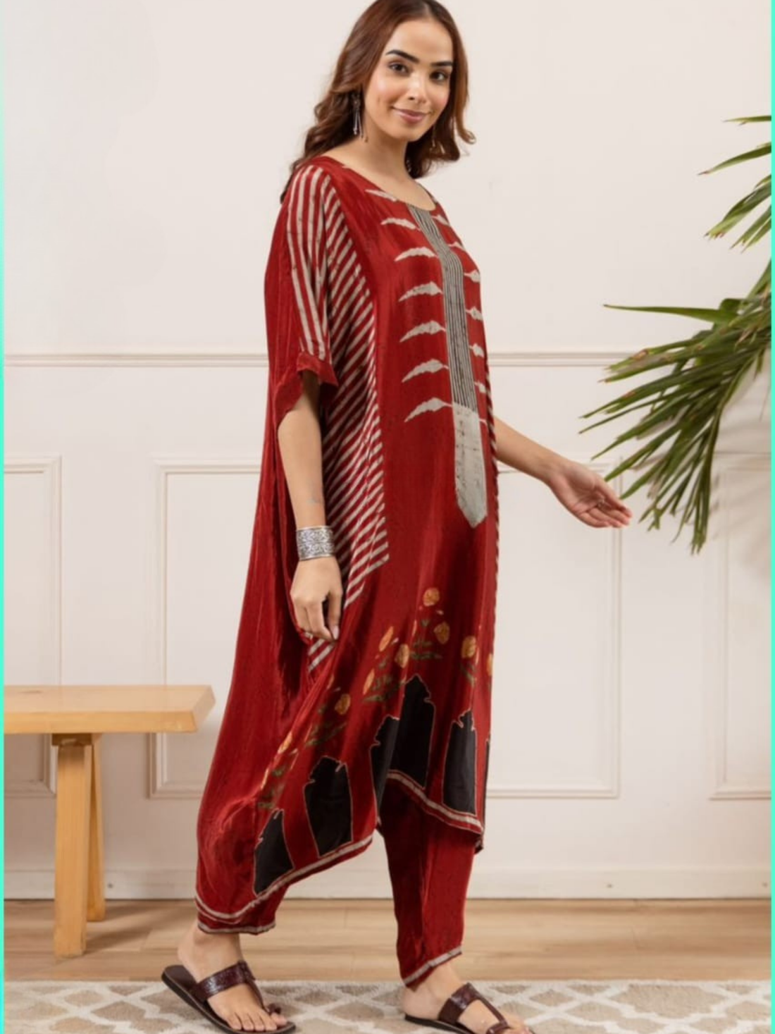 Designer Crepe Kaftan A Batik Print Set