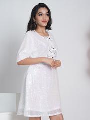 Bowlicious White Sequence Dress