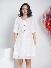 Bowlicious White Sequence Dress