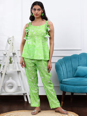 Linen Green Print Co-ords Set