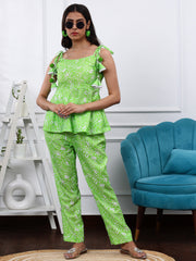 Linen Green Print Co-ords Set