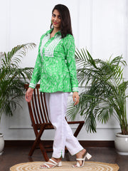 Linen Emerald Green & White Co-ord Set Co-ord Set