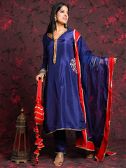 Suruchi Blue Silk Hand Embroidered Suit Set