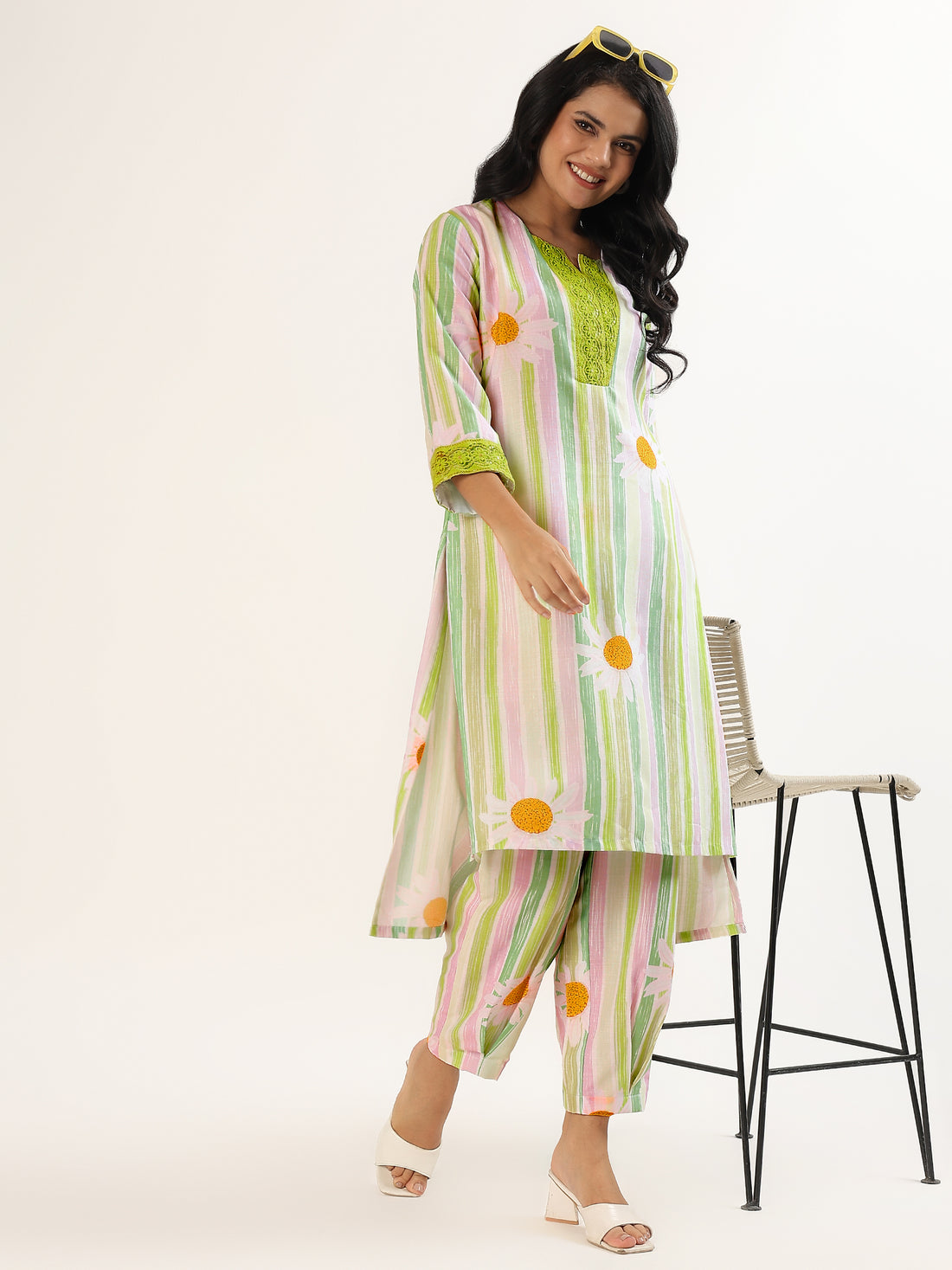 Green wonderland Cotton Linen Kurta Set