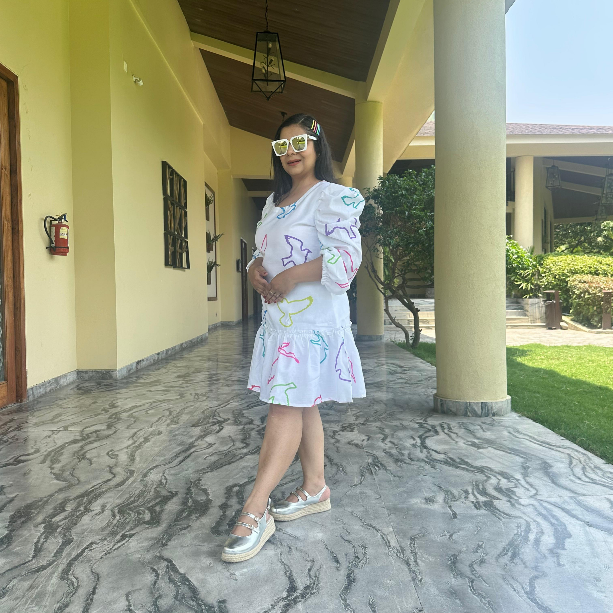 Flying dreams White Cotton Linen Dress