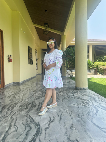 Flying dreams White Cotton Linen Dress