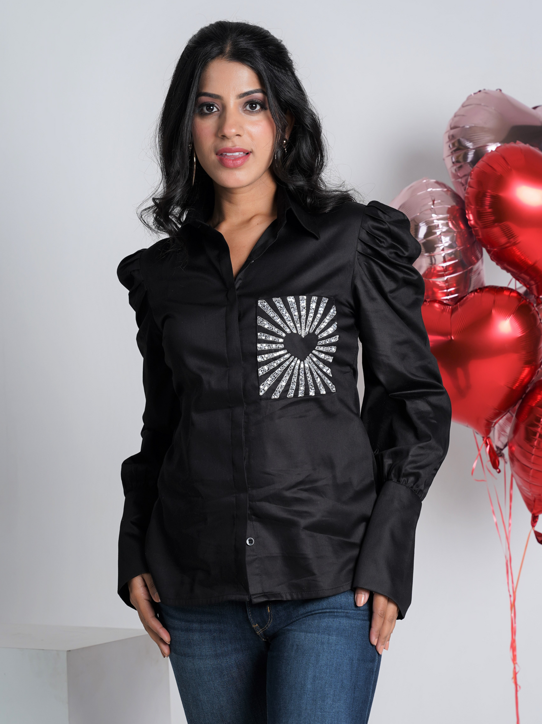 Love is in the Air Black  Pure Cotton Shirt