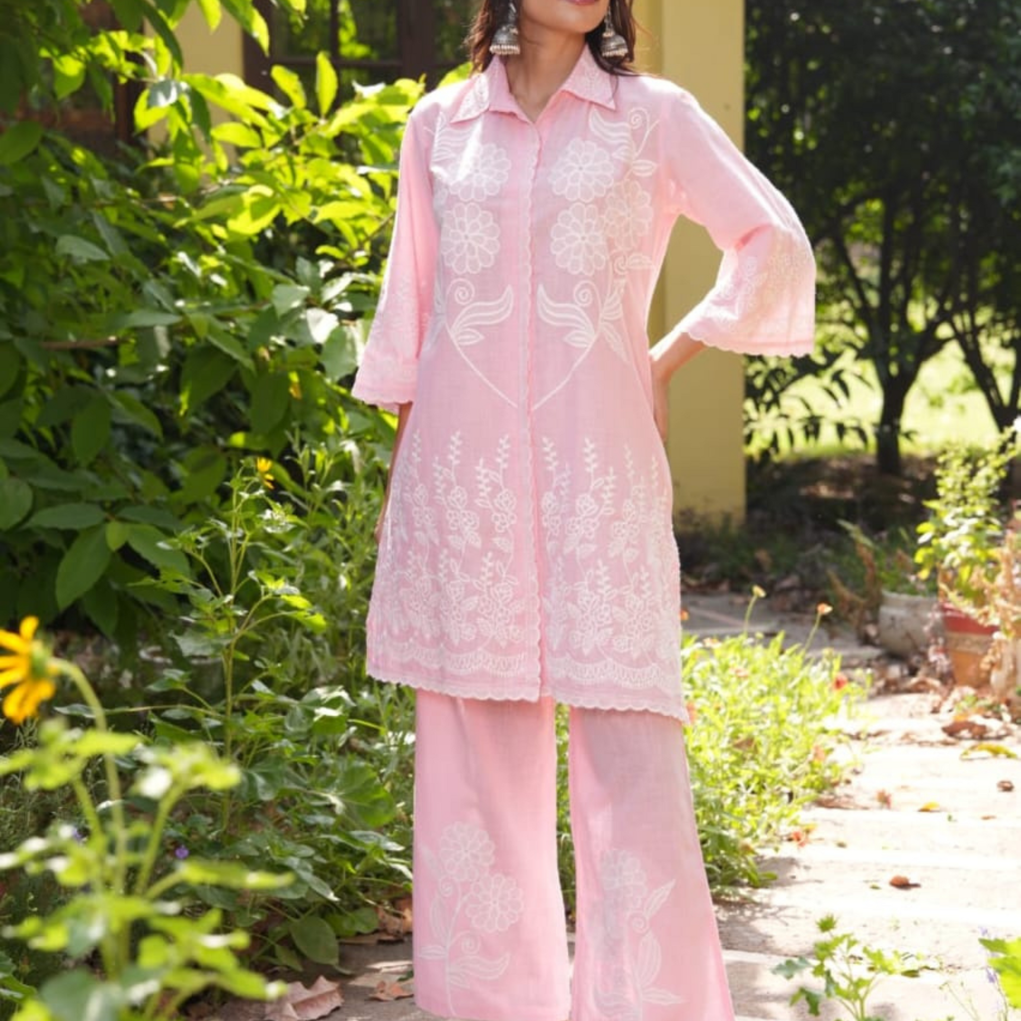 Premium Cotton Schiffili Work Co-Ord Set