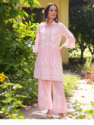 Premium Cotton Schiffili Work Co-Ord Set