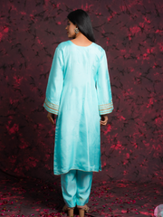 Mayuri Sky Blue Silk Hand Embroidered Suit Set