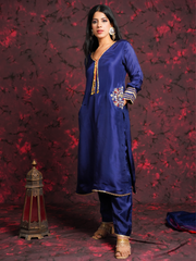 Suruchi Blue Silk Hand Embroidered Suit Set